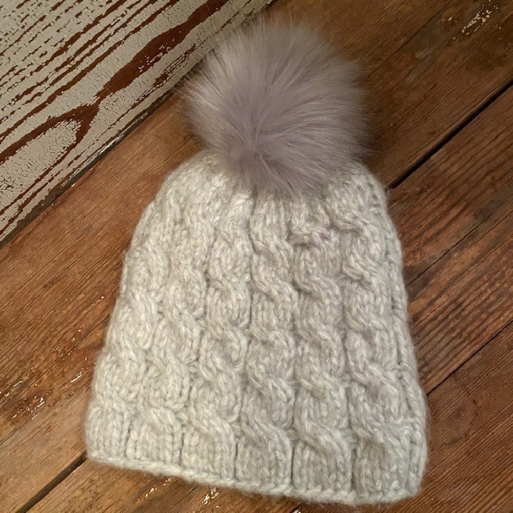 Anthropologie Chunky Knit Pom Beanie